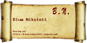 Blum Nikolett névjegykártya